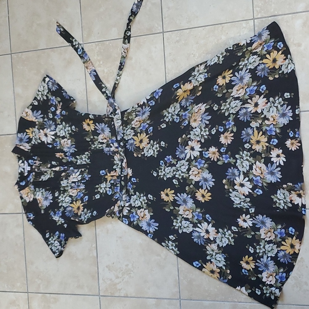 Nanette Lapore Button Midi Dress Waist String Autumn Floral sz 6